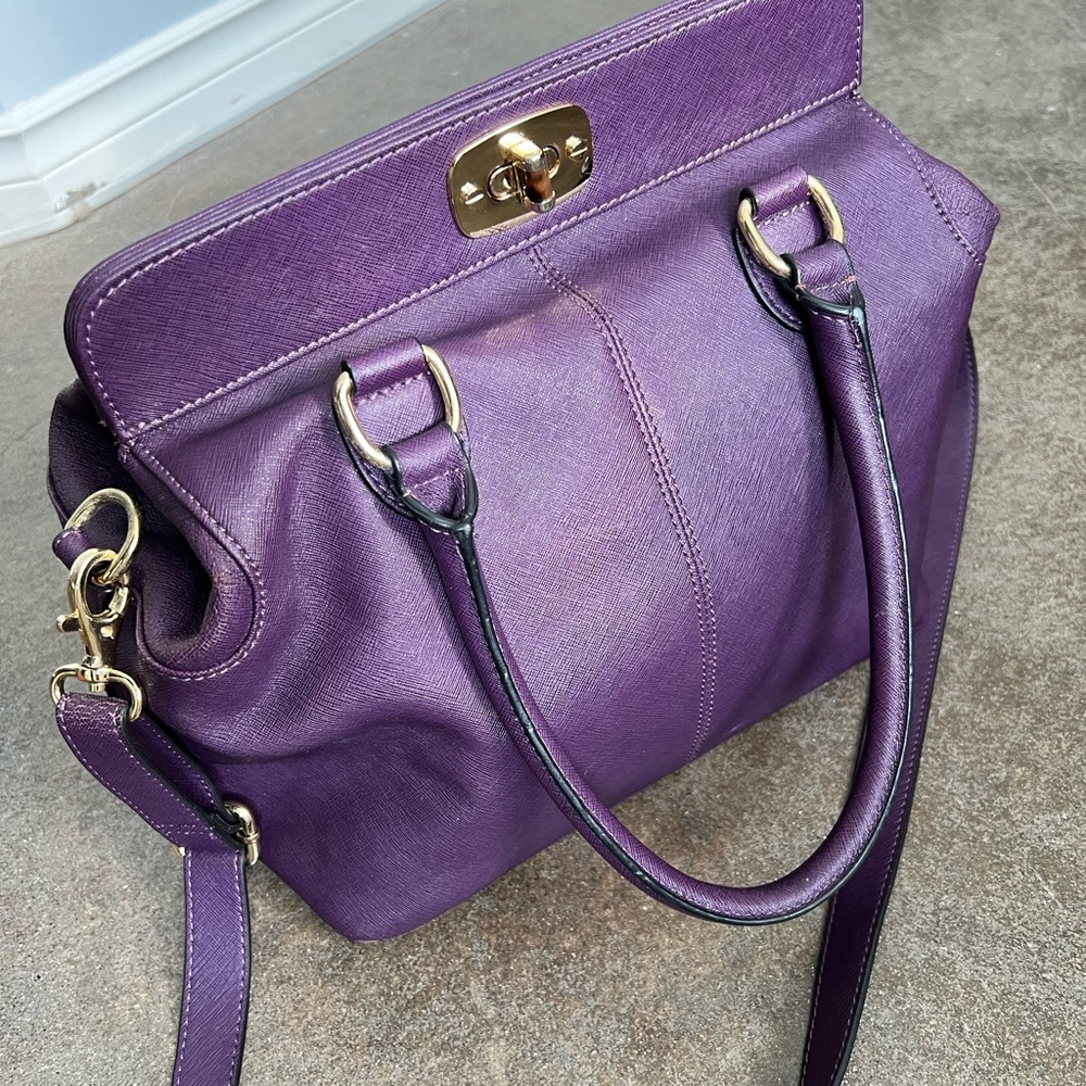 Purple Leather Handbag / Purse